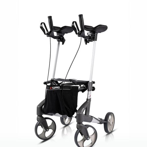 Rollator Topro Walker2 met armschalen in kleur zilver