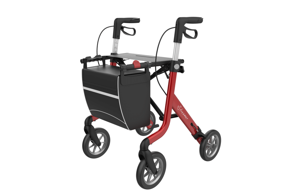 Rollator Streamer slechts 6,2 kg voorzijde kleur wijnrood merk rehasense