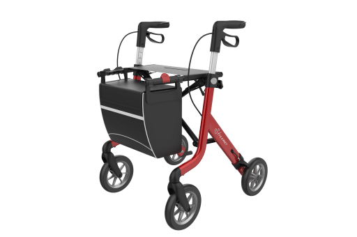 Rollator Streamer slechts 6,2 kg voorzijde kleur wijnrood merk rehasense