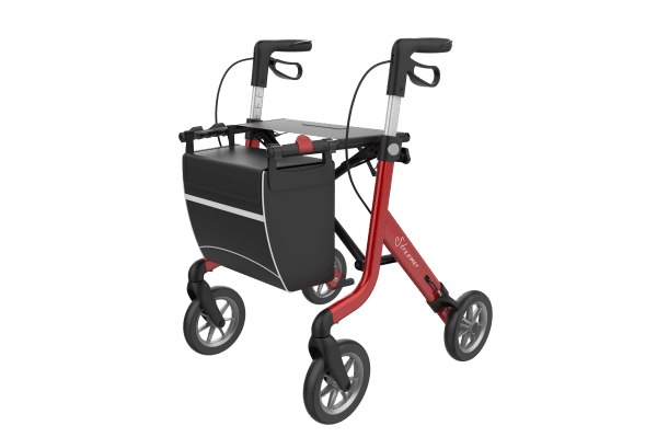Rollator Streamer slechts 6,2 kg voorzijde kleur wijnrood merk rehasense