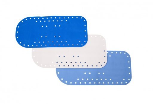 Anti-slip bad- en douchemat in de kleur blauw, lichtblauw en wit, merk Atlantis