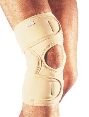 Kniebandage Elcross-kniebrace met klittenband open patella merk Basko