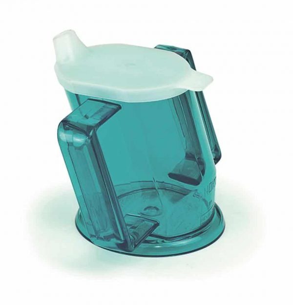 handycup met handvatten en oplopende rand in groen