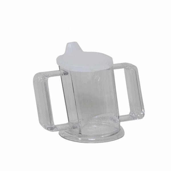 handycup met handvatten en oplopende rand in wit