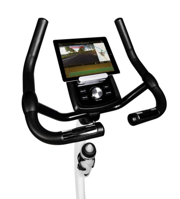 Hometrainer Turner DHT250i merk Flow Fitness met blue thooth ontvanger display
