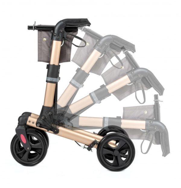rollator Track 4.0 in de kleur champagne merk Wheezahead actiebeeld