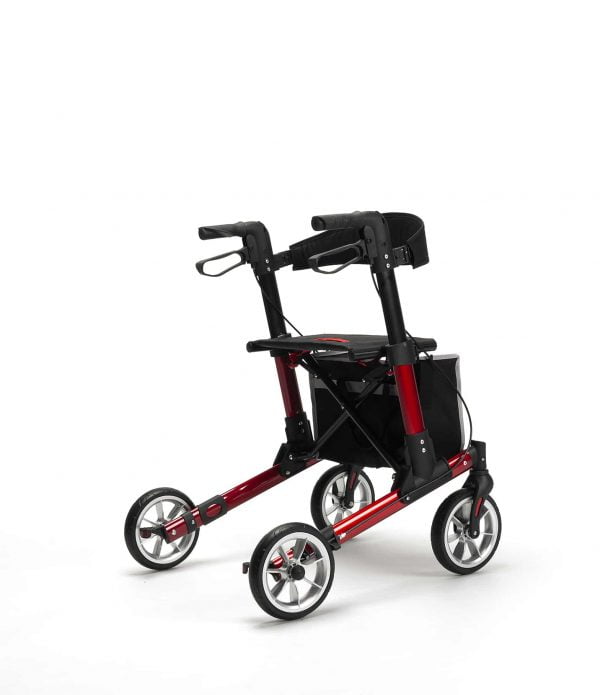 Rollator Quava van het merk Vermeiren in kleur Rood opvouwbaar