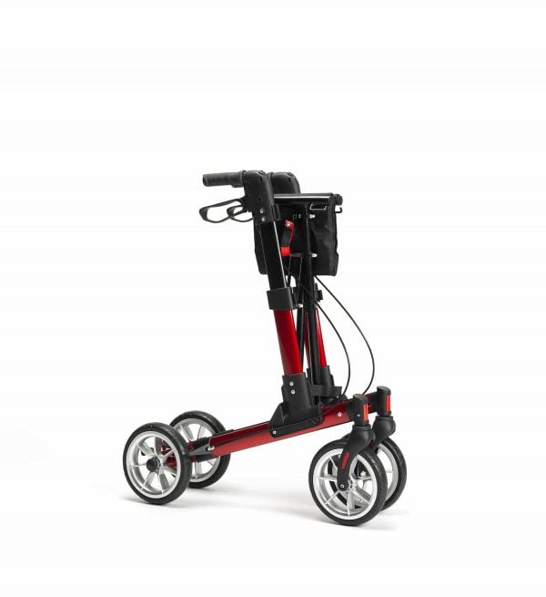 Rollator Quava van Vermeiren in kleur rood opklapbaar