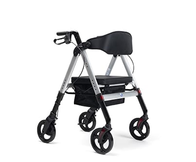 Rollator Vermeiren Goliat met verstelbare zitting in kleur zilver