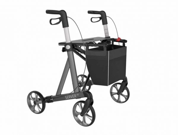 Rollator Rehasense Server Heavy Duty met brede zitting tot 200 kg voorzijde