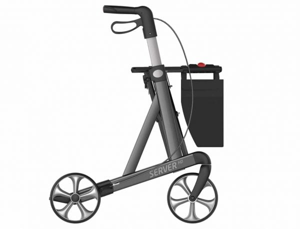 Rollator Rehasense Server Heavy Duty met brede zitting tot 200 kg in kleur grijs