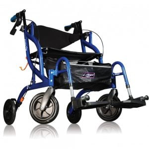 Airgo Fusion rollator en transportstoel in 1, dit is uitgebeeld als rolstoel