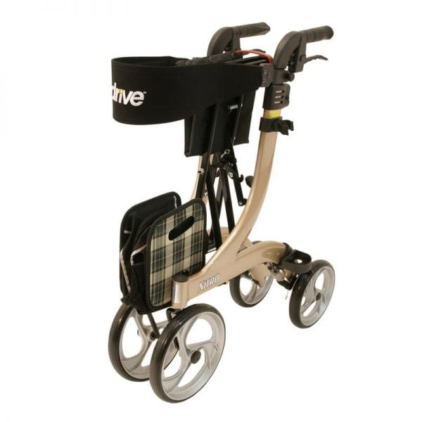 Rollator Nitro in de kleur champagne ingeklapt voorzijde