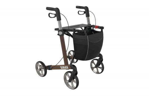 Rollator Server in 2 uitvoeringen standaard of comfort in de kleur bruin