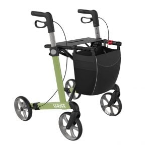 Rollator Server in 2 uitvoeringen standaard of comfort in de kleur olijfgroen