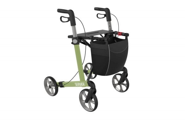 Rollator Server in 2 uitvoeringen standaard of comfort in de kleur olijfgroen