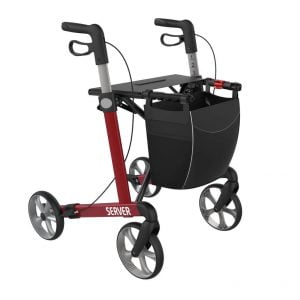 Rollator Server in 2 uitvoeringen standaard of comfort in de kleur wijnrood