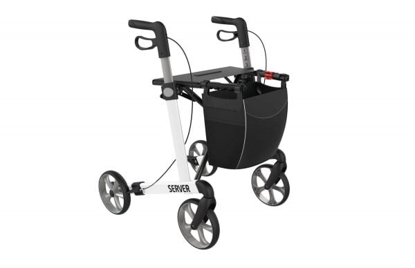 Rollator Server in 2 uitvoeringen standaard of comfort in de kleur wit
