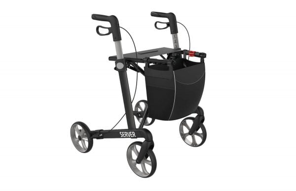 Rollator Server in 2 uitvoeringen standaard of comfort in de kleur zwart