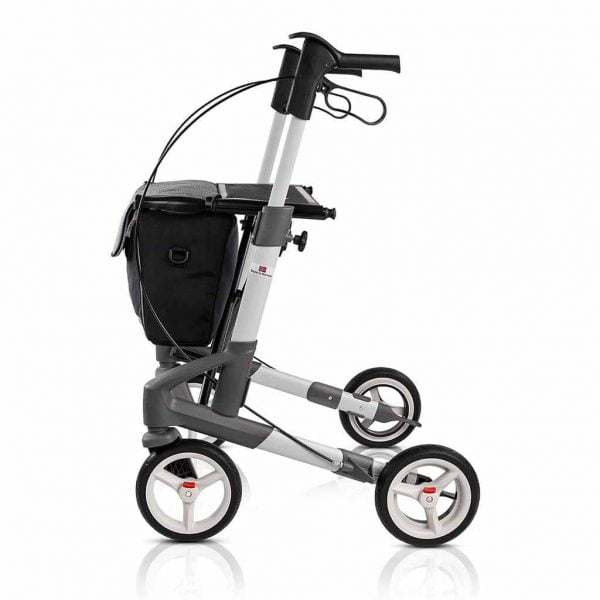 Topro Troja 5G rollator in diverse kleuren en 2 maten - zijaanzicht zilvergrijs
