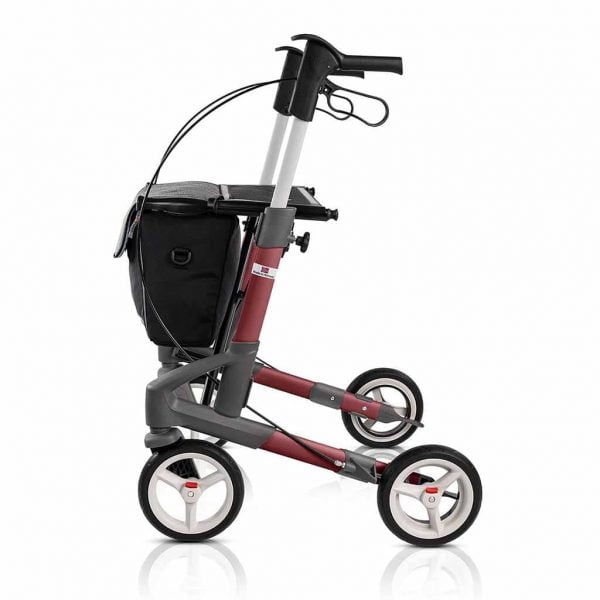 Topro Troja 5G rollator in diverse kleuren en 2 maten - zijaanzicht wijnrood