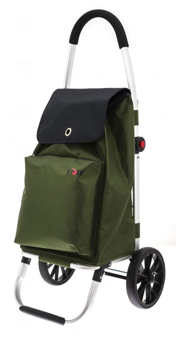 Trolley boodschappenwagen merk Wheelzahead in de kleur legergroen