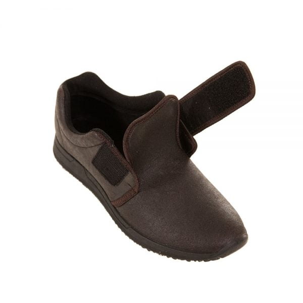 MSF comfortschoen in de kleur bruin waterbestendig met klittenand