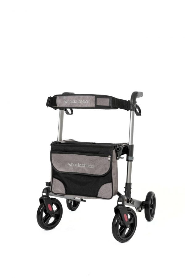 Track 4.0 merk wheelz-ahead lichtgewicht rollator dubbel inklapbaar kleur antraciet voorzijde