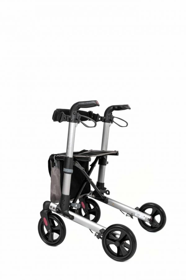Track 4.0 merk wheelz-ahead lichtgewicht rollator dubbel inklapbaar kleur antraciet linker achterzijde