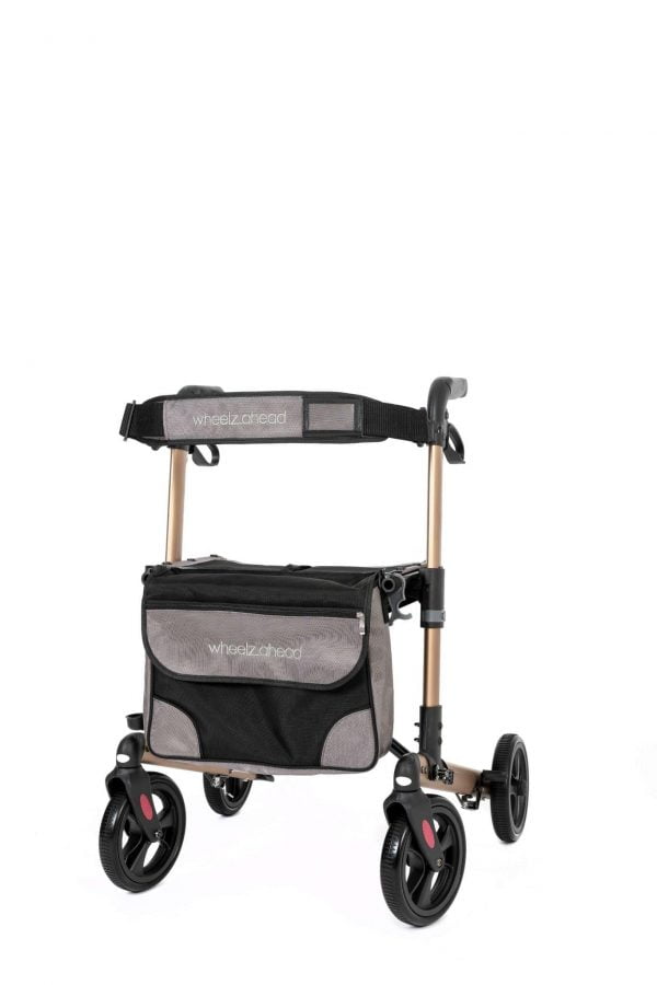 Track 4.0 merk wheelz-ahead lichtgewicht rollator dubbel inklapbaar kleur champagne voorkant