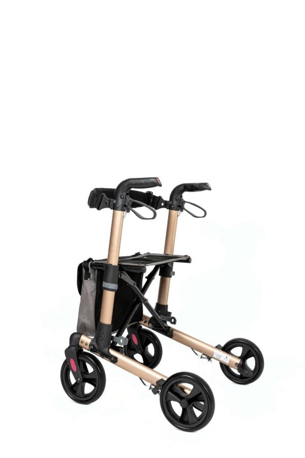 Track 4.0 merk wheelz-ahead lichtgewicht rollator dubbel inklapbaar kleur champagne achterzijde