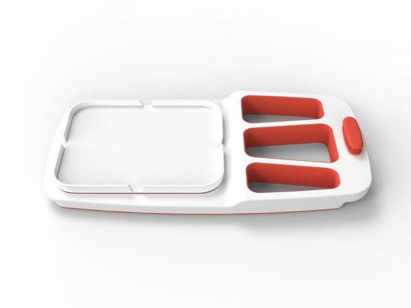 multifunctioneel bord zodat u eenvoudig met 1 hand kunt eten
