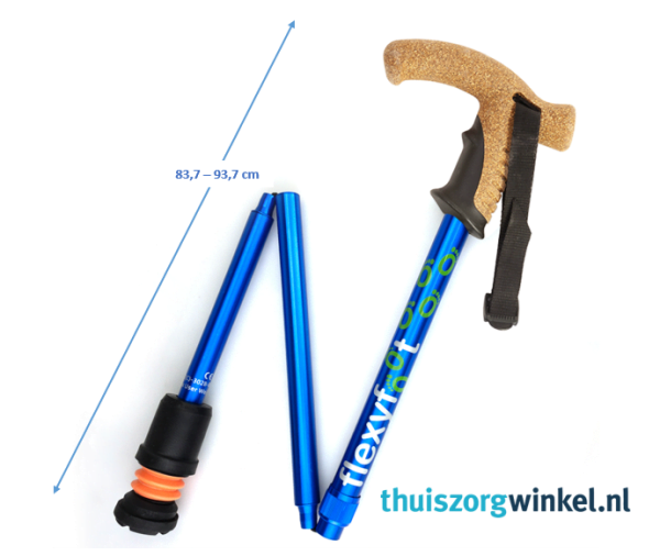 Flexyfoot wandelstok met kurk handvat opvouwbaar van Thuiszorgwinkel.nl