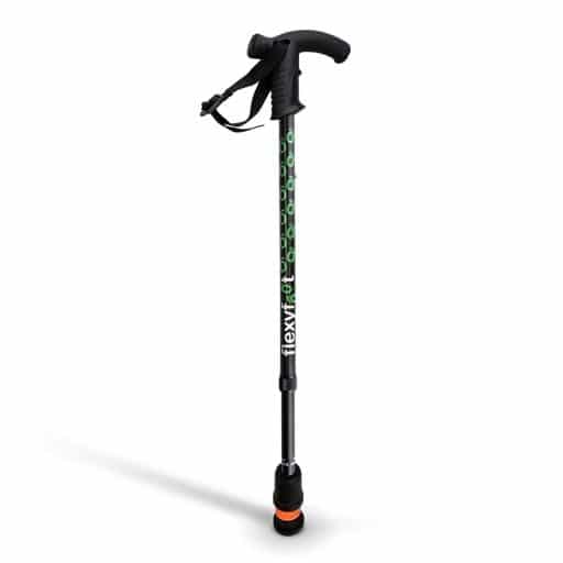 Wandelstok met derby handvat en speciale flexy dop met flexibele onderkant, kleur zwart