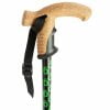 Opvouwbare wandelstok met kruk derby handvat en speciale flexy dop met flexibele onderkant in zwart, handvat ingezoomd