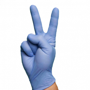 onderzoekshandschoen nitrile in de kleur blauw, poedervrij