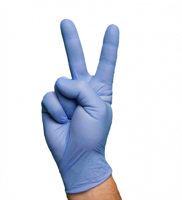 onderzoekshandschoen nitrile in de kleur blauw, poedervrij