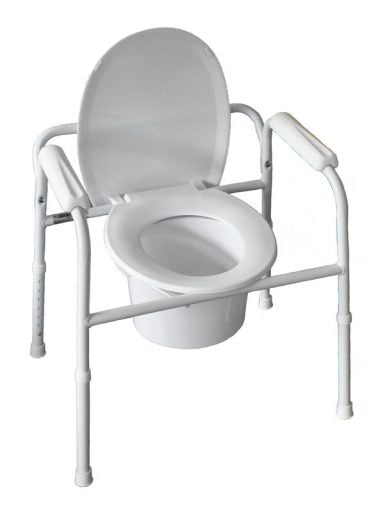 Toiletstoel die ingezet kan worden als toiletverhoger, overzettoilet, en natuurlijk als postoel