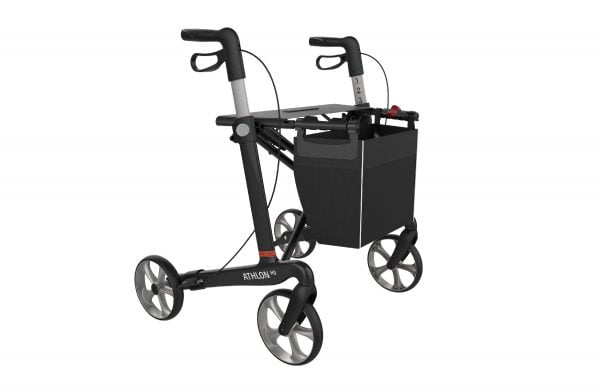 Rehasense rollator XL gemaakt van carbon en weegt slechts 6 kg en kan tot 200 kg gebruikersgewicht aan.