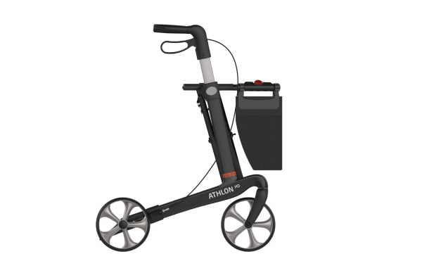 Rehasense rollator XL gemaakt van carbon en weegt slechts 6 kg en kan tot 200 kg gebruikersgewicht aan.