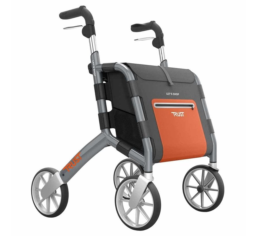 Rollator met extra grote boodschappentas is de Let's Shop van het merk Trustcare