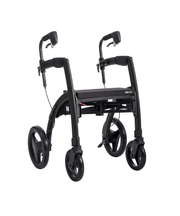Rolstoel en rollator in een in de kleur zwart uitvoering rollator