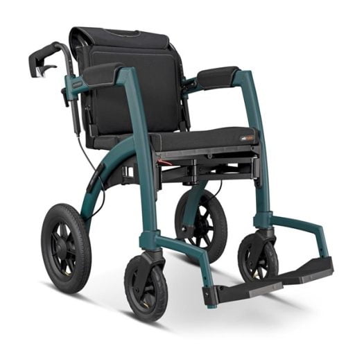 rollz_rolstoel_rollator_jungle_green_thuiszorgwinkel.nl_6 Rollz Motion Performance 2.1 inklapbare rollator & transportrolstoel in één. Met luchtbanden en te verkrijgen in 2 kleuren: Rood en Groen.