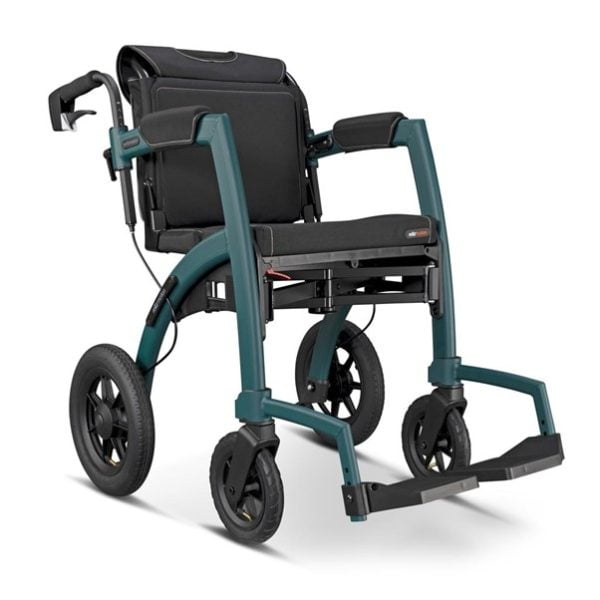Rollz Motion Performance 2.1 inklapbare rollator & transportrolstoel in één. Met luchtbanden en te verkrijgen in 2 kleuren: Rood en Groen.