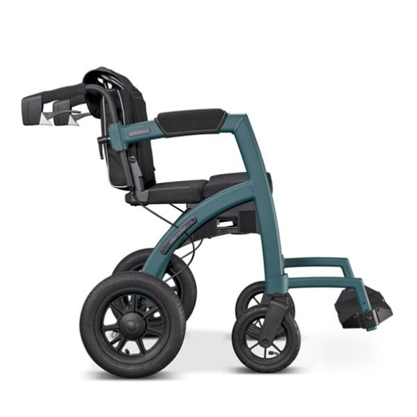 Rollz Motion Performance 2.1 inklapbare rollator & transportrolstoel in één. Met luchtbanden en te verkrijgen in 2 kleuren: Rood en Groen.