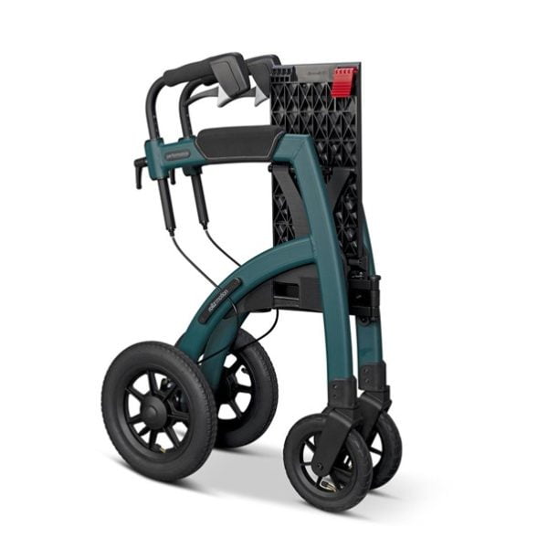 Rollz Motion Performance 2.1 inklapbare rollator & transportrolstoel in één. Met luchtbanden en te verkrijgen in 2 kleuren: Rood en Groen.