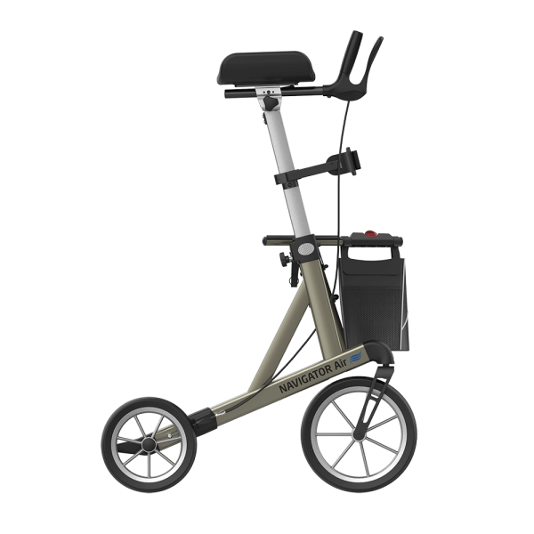 Rollator navigator Air met extra brede zitting en zachte banden, zijzijde