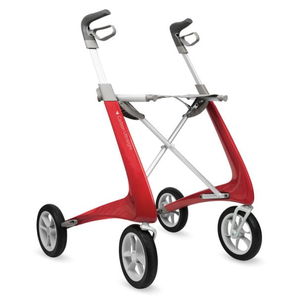 carbonrollator Ultra Light van het merk By Acre in de kleur rood