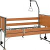 Seniorenbed, zorgbed, elektrisch bed, Hoog-laagbed Ecofit S van het merk Tecfor op hoogste stand ingesteld, inclusief bedpapegaai