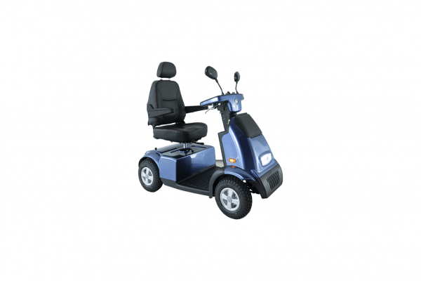 Breezy C4 Plus scootmobiel in de kleur blauw bezien van linkerzijde